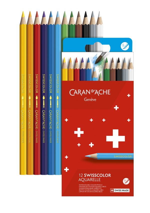 Caran d'Ache Swisscolor Kleurpotlood Aquarel - 12stuks in karton etui - Afbeelding 2