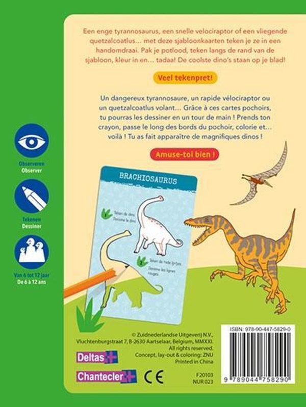 Zo teken je dino's - 12 sjabloonkaarten - Afbeelding 2