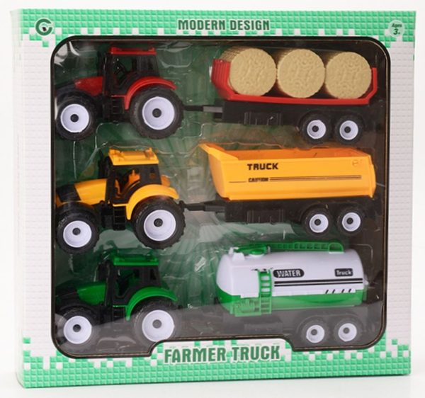 3 Tractors met 3 karren