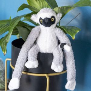 Jungle Mates knuffel Lemur grijs en zwart