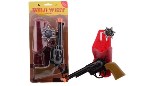 Wild West Revolver met licht/geluid in holster + badge