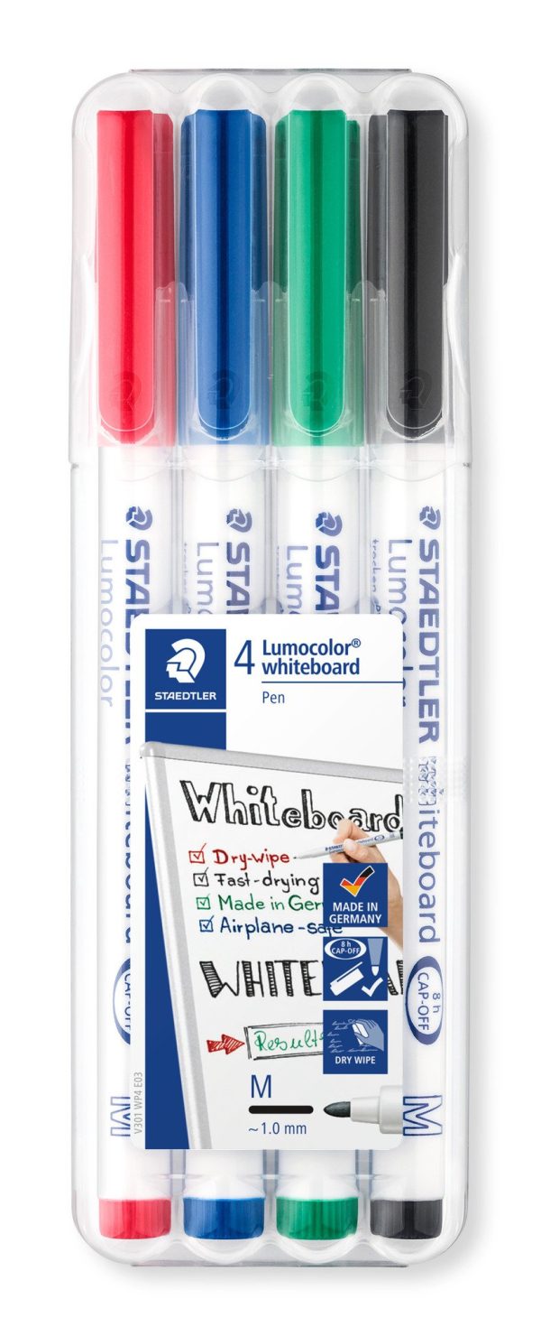 Lumocolor Whiteboardmarker 1mm/ronde punt - 4stuks (rood/blauw/groen/zwart)