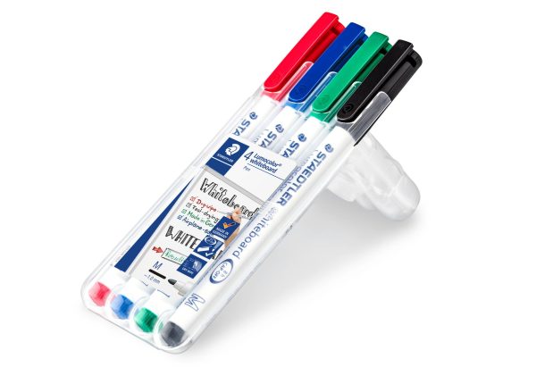 Lumocolor Whiteboardmarker 1mm/ronde punt - 4stuks (rood/blauw/groen/zwart) - Afbeelding 2