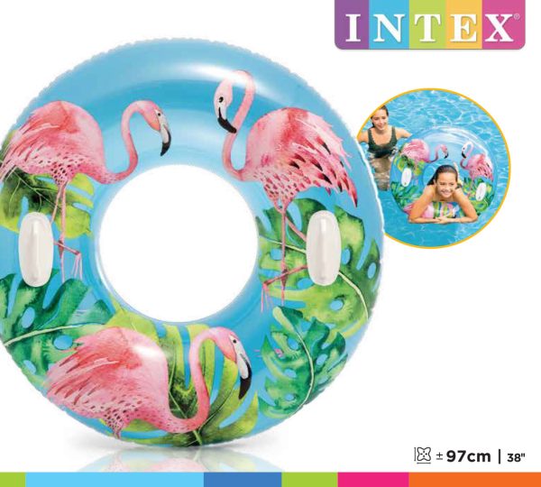 Zwemring (Ø97cm) - TRANSPARANT met TROPICAL prints - 1 exemplaar - Afbeelding 2