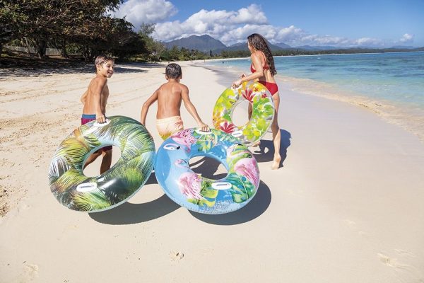 Zwemring (Ø97cm) - TRANSPARANT met TROPICAL prints - 1 exemplaar - Afbeelding 6
