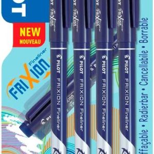 Pilot FriXion Fineliner 1,3mm – 4stuks (zwart/blauw/rood/groen)