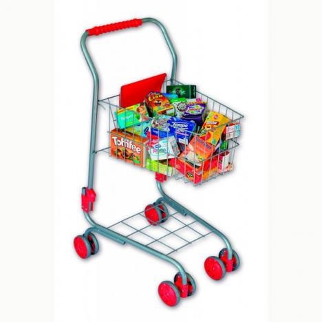 metalen winkelkar gevuld