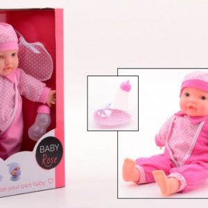 Baby Rose Pop met geluid in open touch doos – 40cm