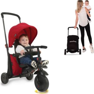 6-in-1 Folding Trike 400 Driewieler met zonnekap – zwart/rood