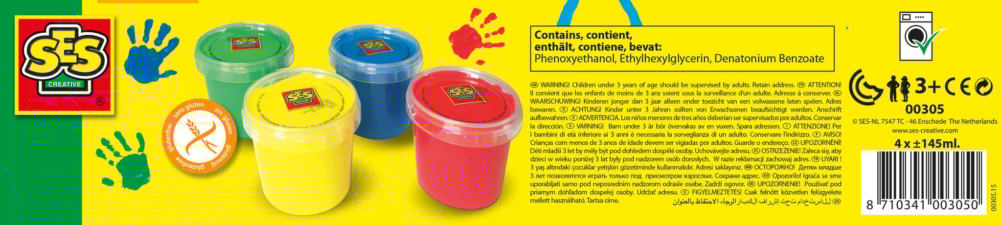 SES Creative - Vingerverf 4 kleuren x 145ml - Afbeelding 6