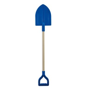 Schop (plastic) met houten steel – 73cm – Blauw OF rood OF oranje