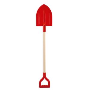 Schop (plastic) met houten steel – 73cm – Blauw OF rood OF oranje