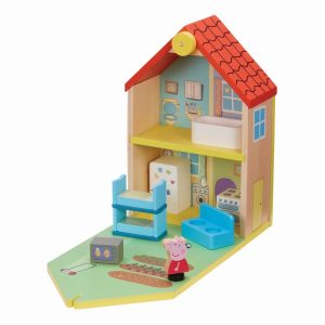 Peppa Pig – Houten familie speelhuis + Peppa figuur en accessoires
