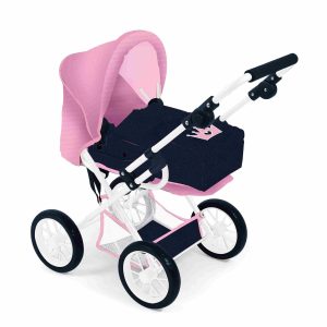 Koets (mini) met kroon – blauw/roze