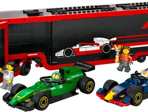 LEGO City – F1 Truck met RB20 en AMR24 F1 wagens