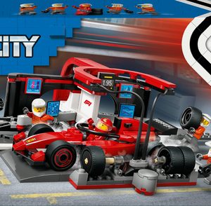 LEGO City – F1 pitstop en pitcrew met Ferrari