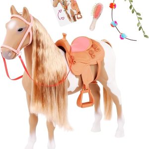 Paard met lange manen Palomino 50cm