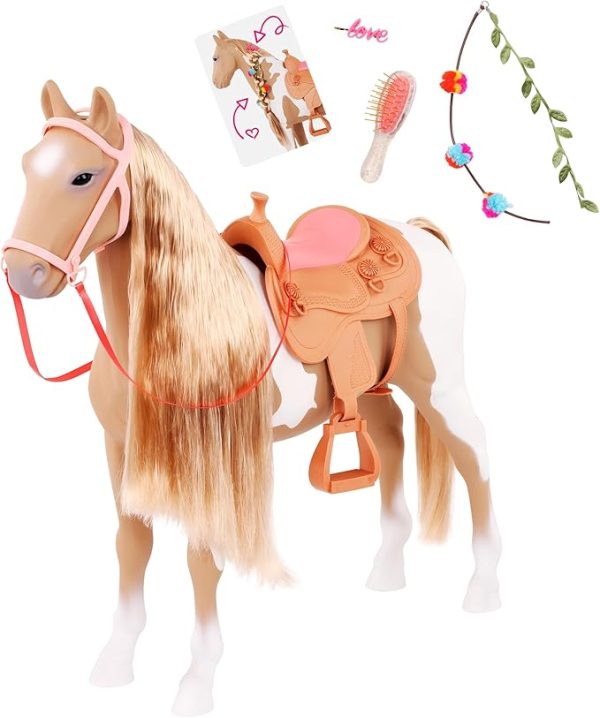 Paard met lange manen Palomino 50cm