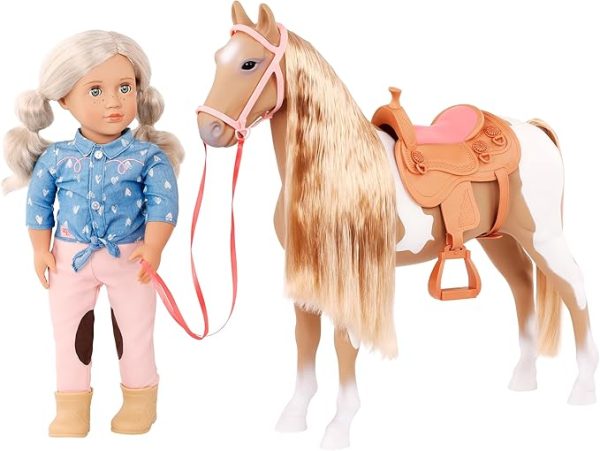 Paard met lange manen Palomino 50cm - Afbeelding 3