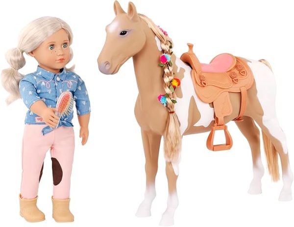 Paard met lange manen Palomino 50cm - Afbeelding 4