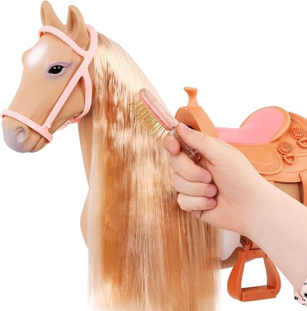 Paard met lange manen Palomino 50cm - Afbeelding 5