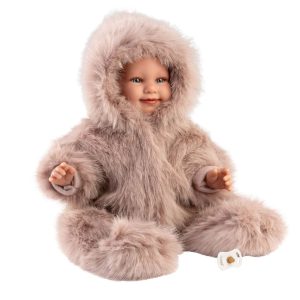 Llorens Pop Luka In Bonten Roze Jas – 45cm