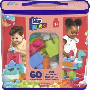 Mega Bloks First Builders – Grote bouwtas 60-delig (roze)