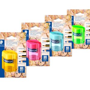 Potloodslijper 2-gaats met opvangbakje (blister) – 1 stuk