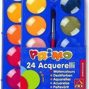 PRIMO Plakkaatverf 24 nappen in PVC box + mengpallet + 1 penseel