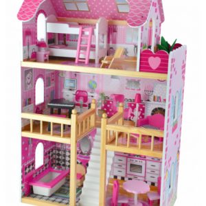 Poppenhuis (hout) medium (59x33x90cm) – pink