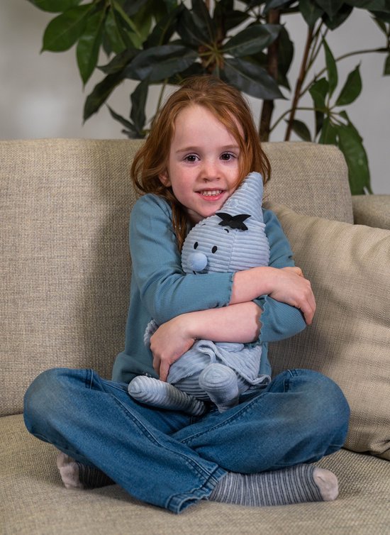 Bumba - Knuffel (corduroy/ribfluweel) 35cm - blauw - Afbeelding 2