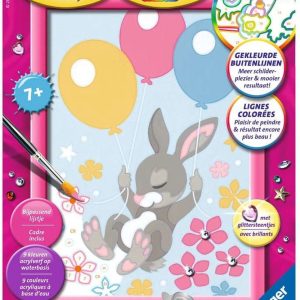 Schilderen op nummer  – Konijn met glittersteen