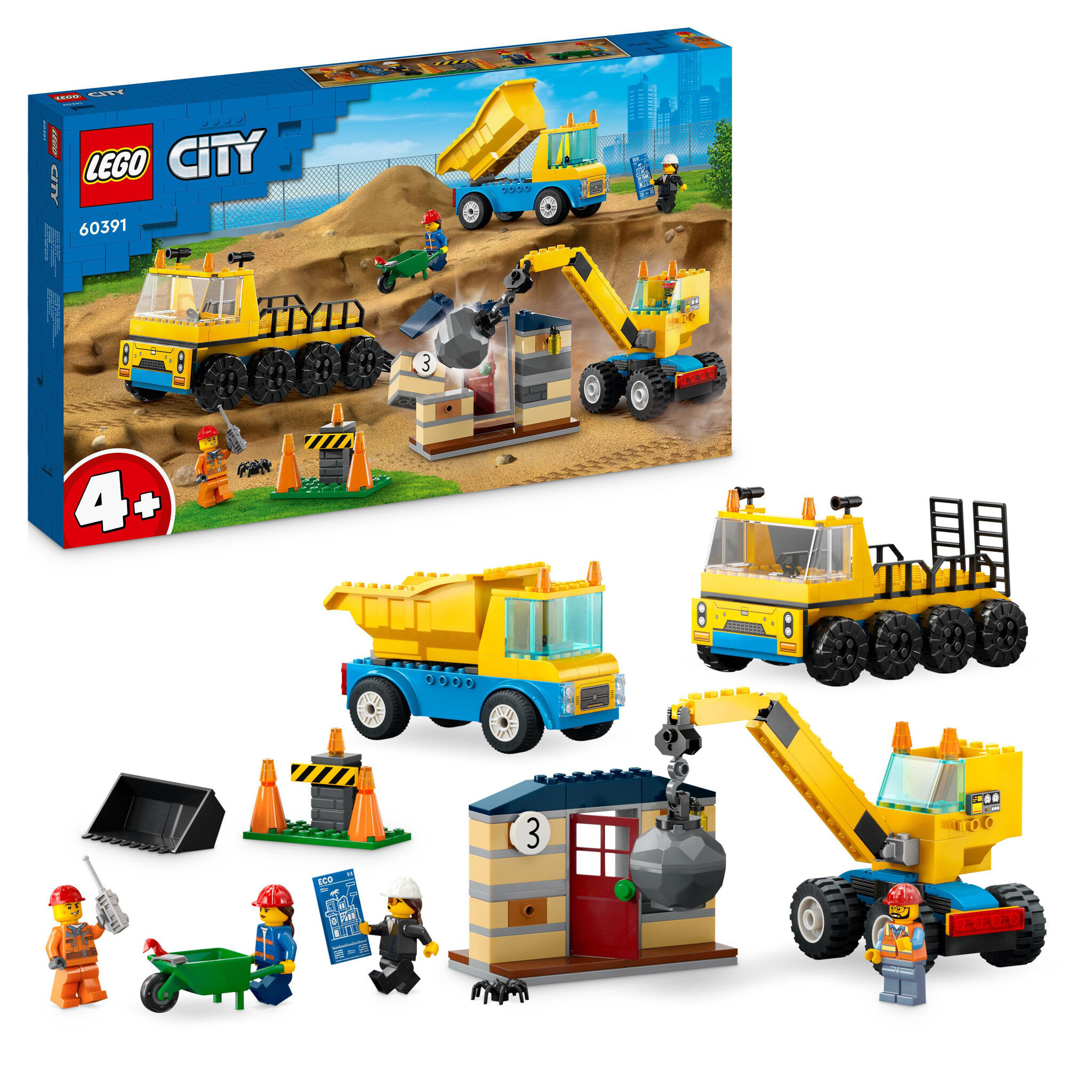 LEGO City Kiepwagen, bouwtruck en sloopkogel - 60391 - Afbeelding 2