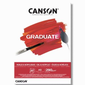 Canson Tekenblok Olie- & Acrylpapier Graduate A5 290gr/20vel – wit