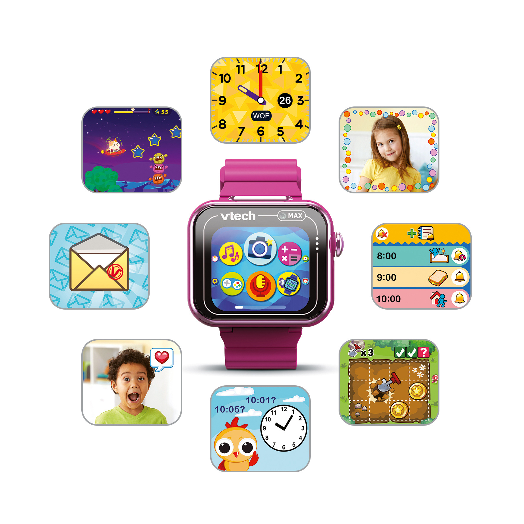 VTech Kidizoom SmartWatch MAX - Paars OF Zwart - 1 exemplaar - Afbeelding 8