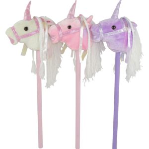 Stokpaardje met geluid (eenhoorn) – Lila, wit OF roze