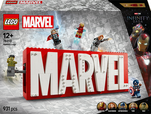 LEGO Marvel - MARVEL logo en minifiguren