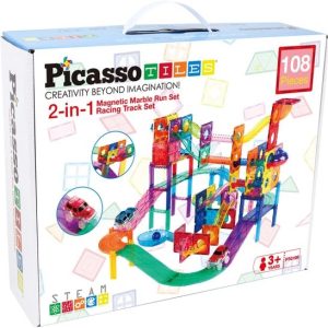 Picasso Tiles – 2 in 1 race,knikker & Tegel set