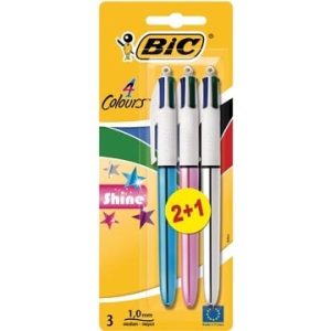 BIC 4-kleurenbalpen SHINE – 2+1 gratis
