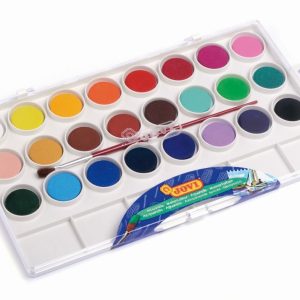 JOVI Waterverfdoos met 24 kleuren (Ø 22mm) + 1 penseel
