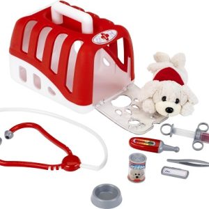 Dierenarts transportbox met hond (pluche) en accessoires