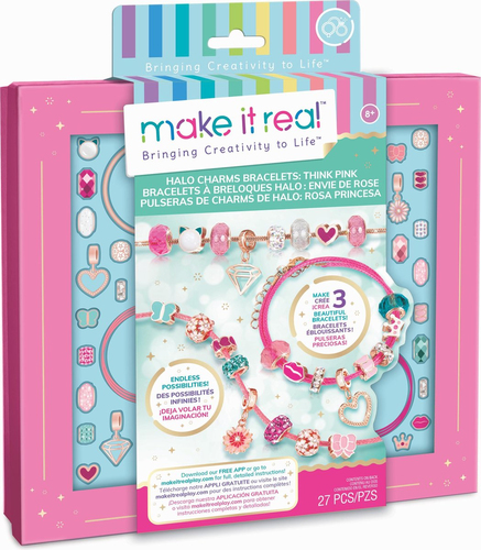 Make it Real - Armbanden Think Pink met halo-bedeltjes
