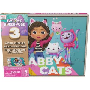 Gabby’s Dollhouse – 3-pack houten puzzel (3x24stuks) in houten box