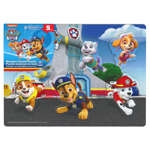 Paw Patrol - Inlegpuzzel (hout) met geluiden (5stuks)