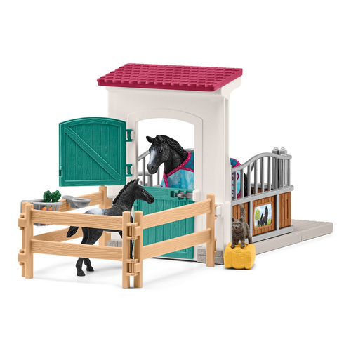 Schleich Horse Club - Paardenbox met merrie en veulen - Afbeelding 2