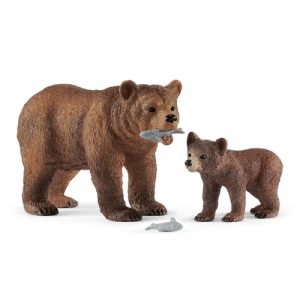 Schleich Wild Life – Grizzlybeer vrouwelijk met grizzlybeertje