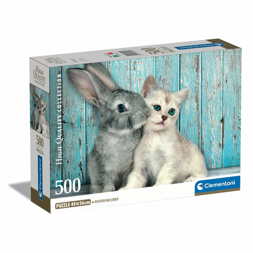 Clementoni Puzzel 500st Cat & Bunny Compact