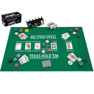 Pokerset met kaarten kleed en 200 chips