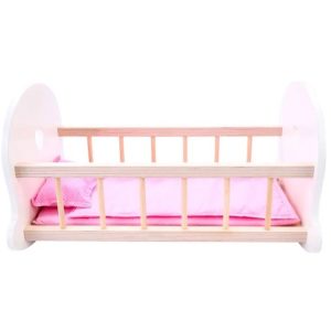 Poppen Schommelbed roze/wit