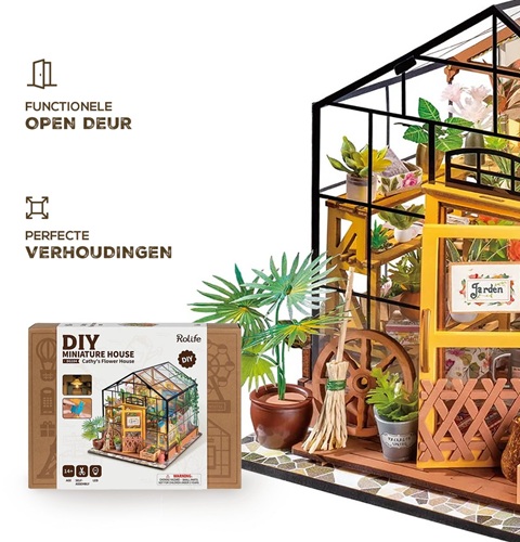 Robotime Rolife Miniatuur Bouwpakket Kathy's bloemenhuis - Afbeelding 7